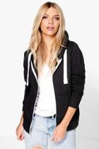 Boohoo Ciara Marl Brushback Zip Through Hoody Black