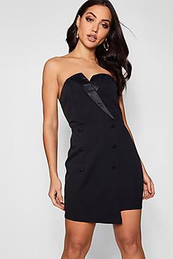 Boohoo Maddison Bandeau Tuxedo Dress
