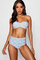 Boohoo Singapore Neon Tile Print High Waisted Bikini