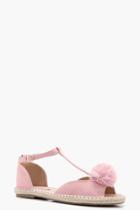 Boohoo Imogen Faux Fur Pom Espadrille Pink