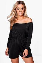 Boohoo Plus Poppy Off The Shoulder Slinky Playsuit