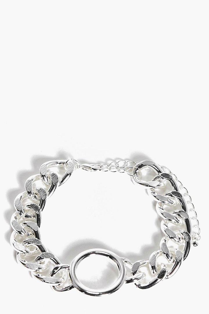 Boohoo Maisy Thick Chain Circle Link Bracelet Silver