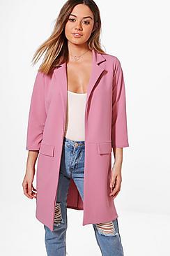 Boohoo Petite Liz Zip Pocket Turn Up Boyfriend Blazer