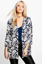 Boohoo Lauren Floral Kimono Navy