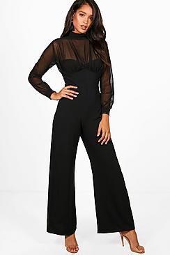 Boohoo Cassie High Neck Wide Leg Jumpsuit