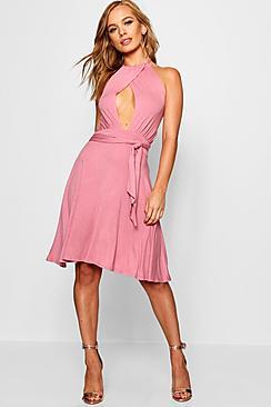 Boohoo Petite Annabel Cross Front Skater Dress