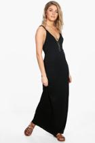 Boohoo Olivia Tassel Trim Strappy Midi Dress Black
