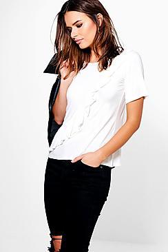 Boohoo Lola Ruffle Front T-shirt