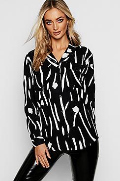 Boohoo Printed Utility Shirt