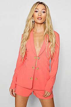 Boohoo Paris Hilton Button Detail Blazer