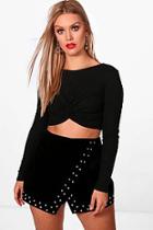 Boohoo Plus Teegan Studded Velvet Skort