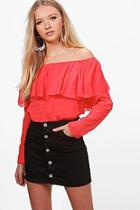 Boohoo Willow Textured Woven Off The Shoulder Top