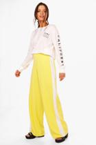 Boohoo Leona Contrast Panel Wide Leg Relaxed Trousers Yellow