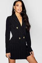 Boohoo Tonal Stripe Horn Button Blazer Dress