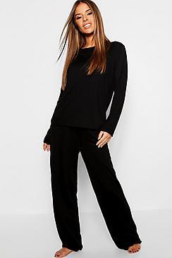 Boohoo Petite Basic Jersey Wide Leg Pj Trouser