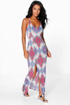 Boohoo Devon Paisley Strappy Back Maxi Dress Multi