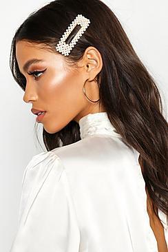 Boohoo Square Large Pearl Hair Clip