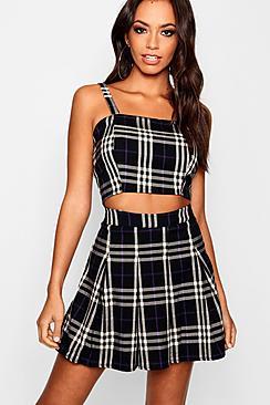 Boohoo Check Woven Crop Top