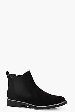 Boohoo Niamh Glitter Trim Chelsea Boot