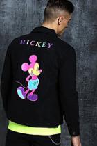 Boohoo Disney Neon Mickey Printed Denim Jacket