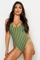 Boohoo Pinstripe Swimsuit