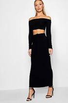 Boohoo Tilly Knitted Ribbed Maxi Skirt And Top Set