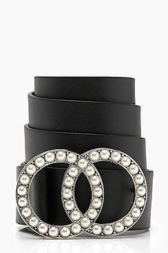 Boohoo Tina Double Ring Pearl Belt
