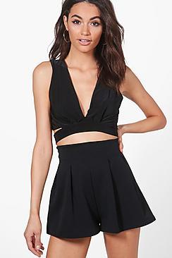 Boohoo Martha Tie Waist Slinky Crop
