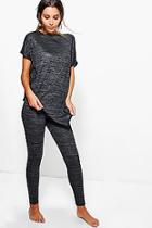 Boohoo Louise Asymmetric Tee Knitted Loungewear Set