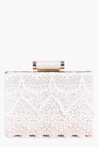 Boohoo Tilly Crochet Lace Box Clutch Bag White