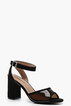 Boohoo Clear Insert Block Heel 2 Part Heels