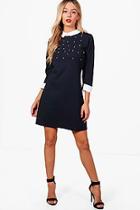 Boohoo Olivia Pearl Embellished Shirt Dress