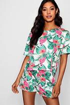 Boohoo Lily Flamingo & Palm Short Set