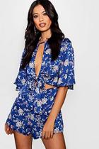 Boohoo Floral Tie Front Playsuit