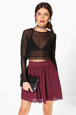 Boohoo Sari Chiffon Skater Mini Skirt