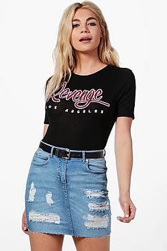 Boohoo Paislee Distressed Denim Mini Skirt