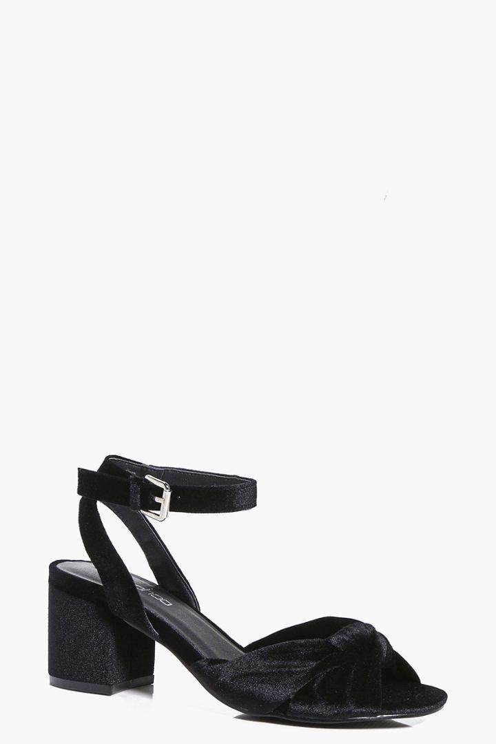 Boohoo Heidi Knotted Front Low Block Heel Black