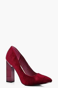 Boohoo Emily Pointed Toe Block Heel Courts
