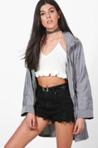 Boohoo Erin Zip Out Hood Rain Coat Grey