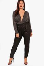 Boohoo Plus Kirsty Shimmer Pleat Front Trouser