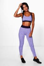 Boohoo Alex Fit Space Dye Performance Running Leggings Purple