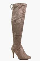 Boohoo Harriet Stiletto Over The Knee Boot Taupe