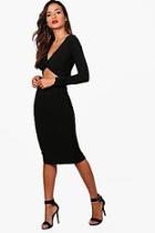 Boohoo Knot And Cut Out Detail Midi Dress