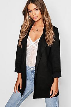 Boohoo Suedette Edge To Edge Jacket
