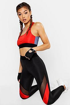 Boohoo Fit Contrast Panel Gym Leggings