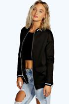 Boohoo Loris Longline Scuba Bomber Black