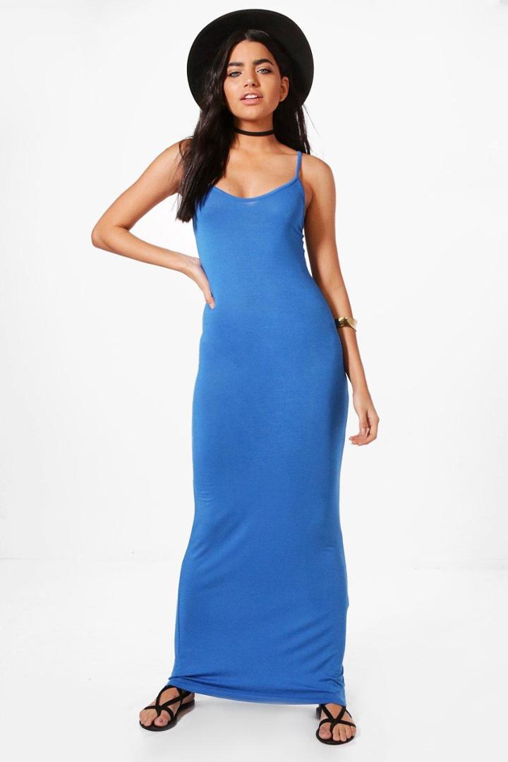 Boohoo Hedda Basic Strappy Maxi Dress Cobalt