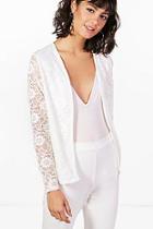 Boohoo Fiona Lace Edge To Edge Blazer