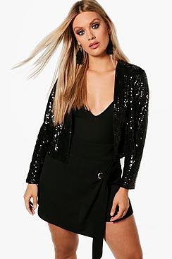 Boohoo Plus Louise Sequin Crop Jacket