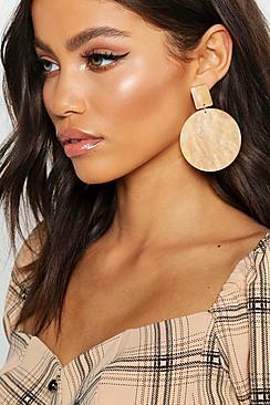 Boohoo Cream Resin Disc Earrings